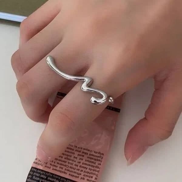 The Irregular Signature 2 finger Ring in Silver - Image 1