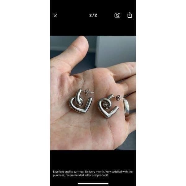 The Plush Heart earrings in 925 silver, w 14k yellow gold - Thumbnail 4