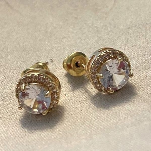 The I Know I’m Gorgeous oversized 14k gold plated zircon earrings - Thumbnail 4