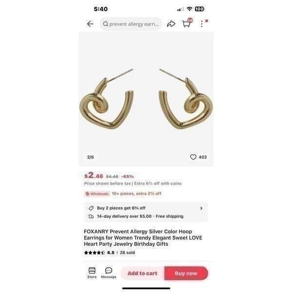 The Plush Heart earrings in 925 silver, w 14k yellow gold - Thumbnail 6