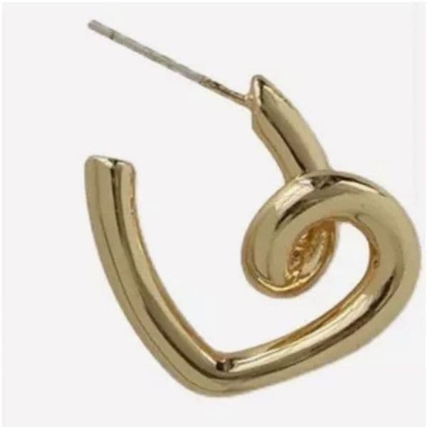 The Plush Heart earrings in 925 silver, w 14k yellow gold - Thumbnail 3