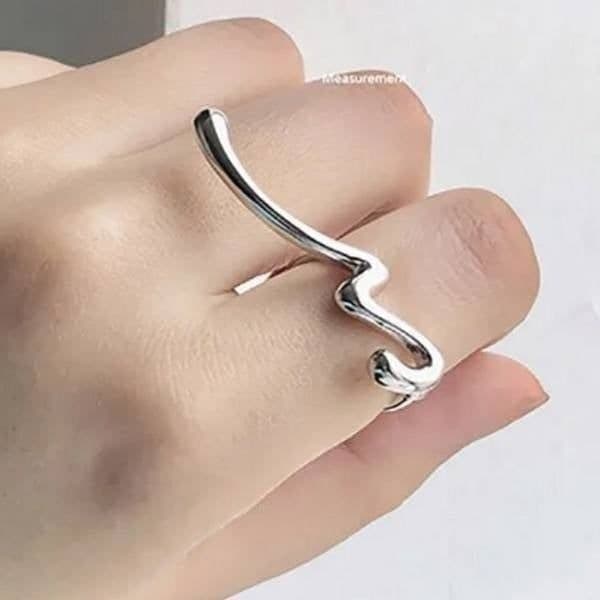 The Irregular Signature 2 finger Ring in Silver - Thumbnail 3