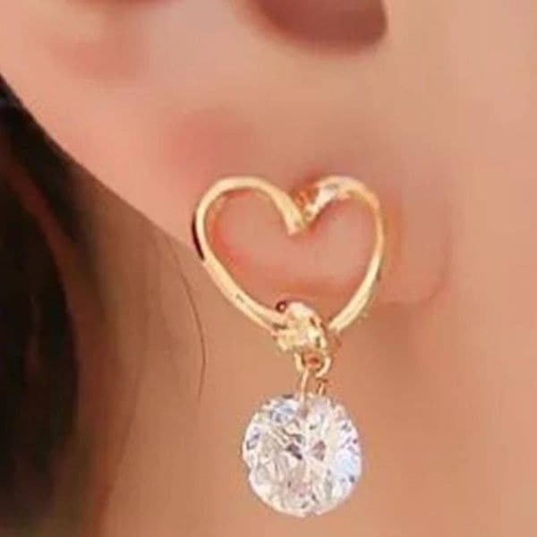 The Love Heart Crystal Drop Dangle Earrings - Thumbnail 6