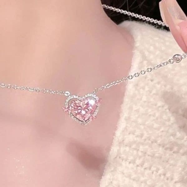 The Passion Heart Pink Pendant necklace - Thumbnail 3