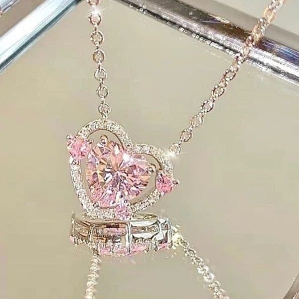 The Passion Heart Pink Pendant necklace - Thumbnail 4