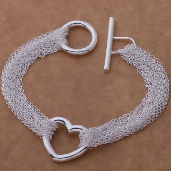 The Enmeshed Heart multi strand heart pendant bracelet in sterling silver. - Thumbnail 6