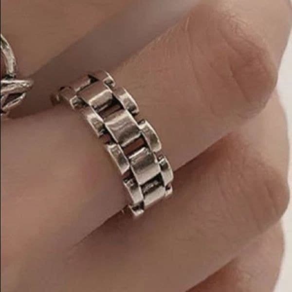 The Moto Ring in Tibetan Silver stamped 925 - Image 1
