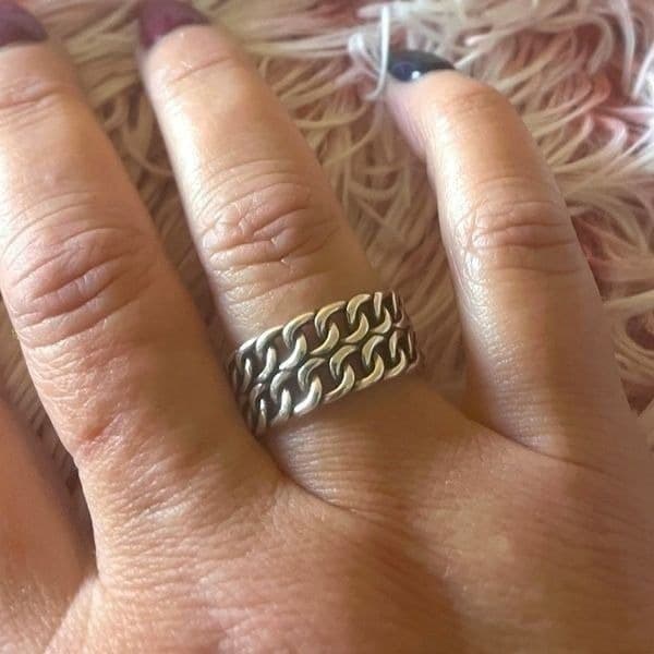 The Double Link Punk Ring in antiqued 925 silver. - Image 1