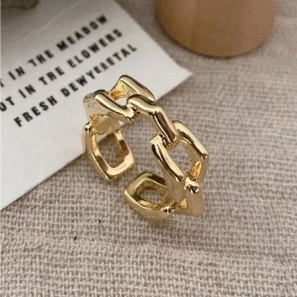 The 3D Geo Ring in 18k gold 925 adjustable links - Thumbnail 3