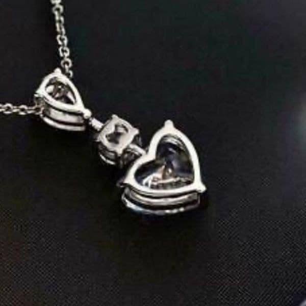 The 2 ct Heart Cut Pendant 14K White Gold Finish in 925 - Thumbnail 4