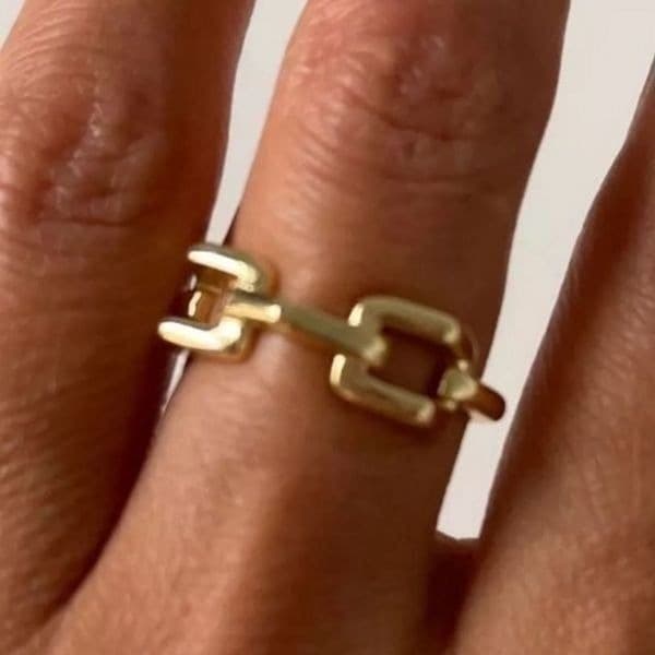 The 3D Geo Ring in 18k gold 925 adjustable links - Thumbnail 7