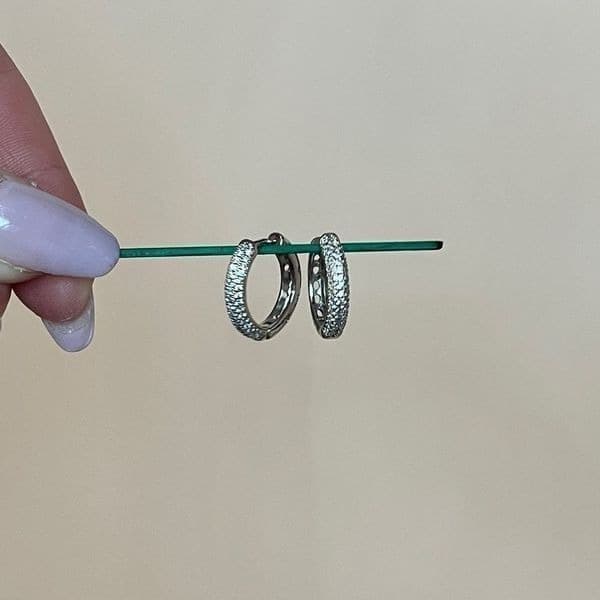 The Brilliance Mini Hoop Earrings in 925 and cubic zirconia - Thumbnail 7