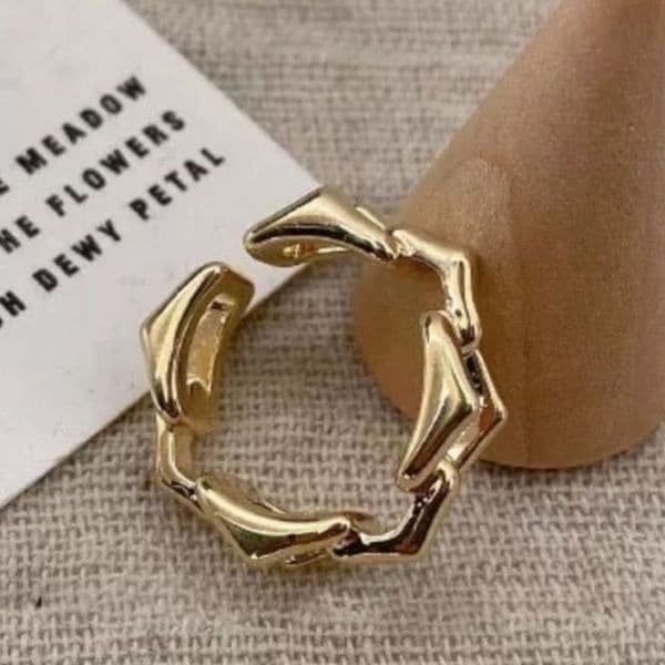 The 3D Geo Ring in 18k gold 925 adjustable links - Thumbnail 4