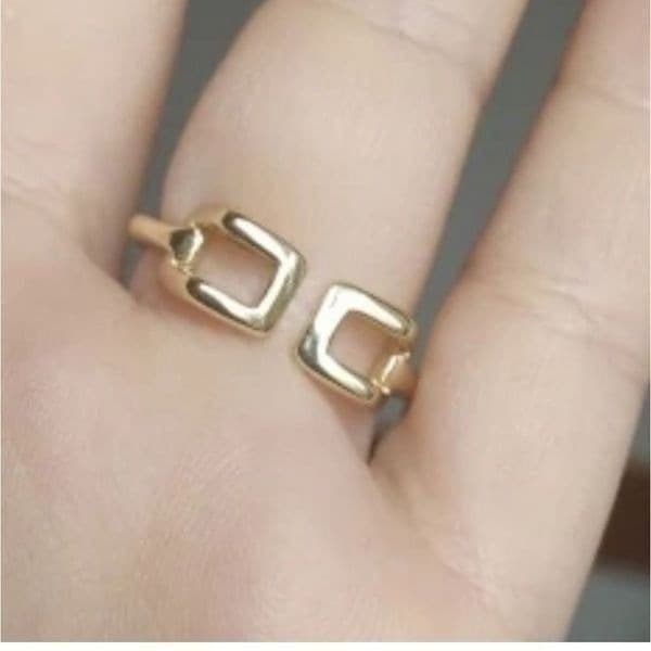 The 3D Geo Ring in 18k gold 925 adjustable links - Thumbnail 5
