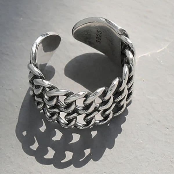 The Double Link Punk Ring in antiqued 925 silver. - Thumbnail 3
