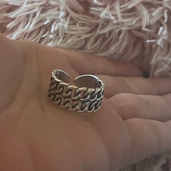 The Double Link Punk Ring in antiqued 925 silver. - Thumbnail 7