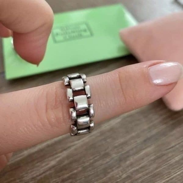 The Moto Ring in Tibetan Silver stamped 925 - Thumbnail 2