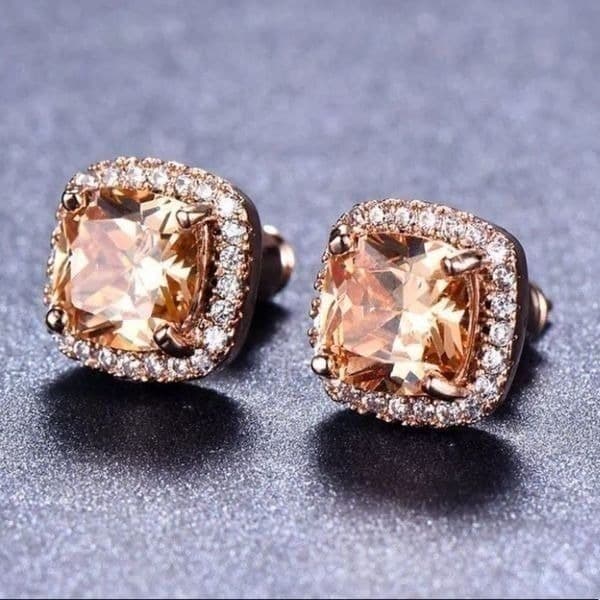The Champagne Square Earrings 18K Rose Gold filled - Image 1