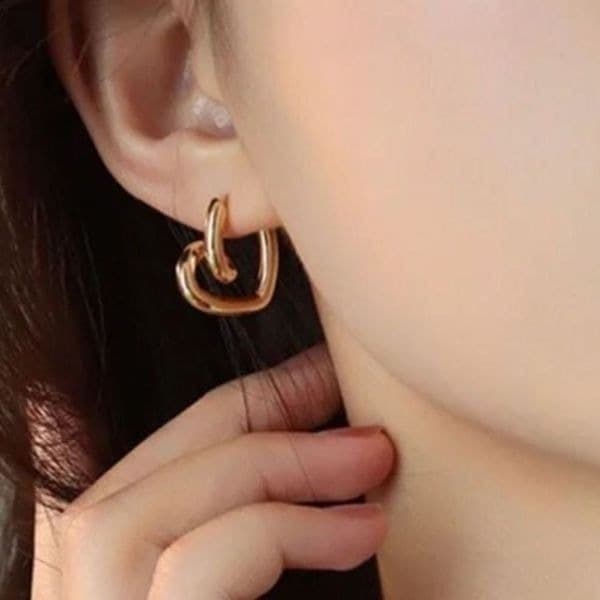 The Plush Heart earrings in 925 silver, w 14k yellow gold - Image 1