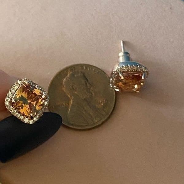 The Champagne Square Earrings 18K Rose Gold filled - Thumbnail 8