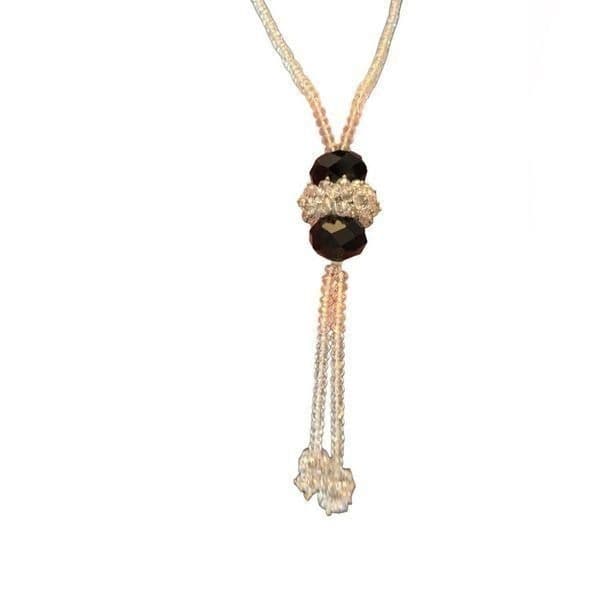 Vintage Austrian Crystal flapper necklace in white and black crystals. - Thumbnail 2
