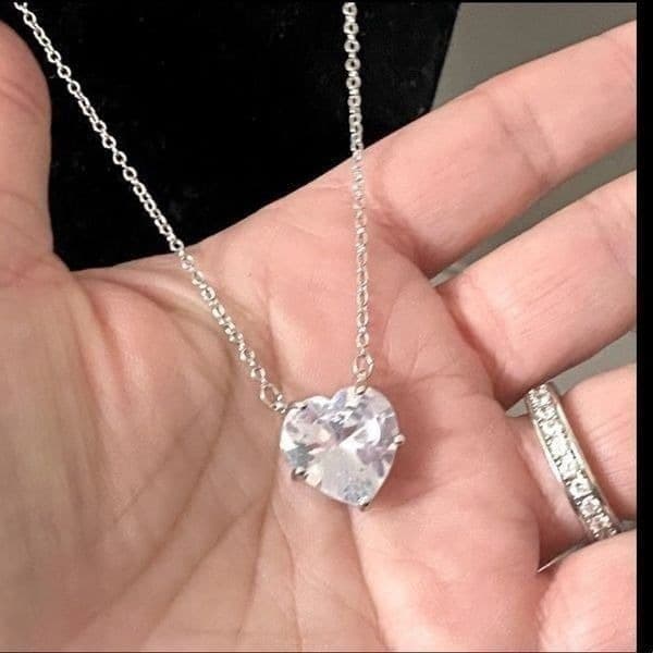 The Bubble Heart white sapphire 925 Pendant necklace - Thumbnail 6
