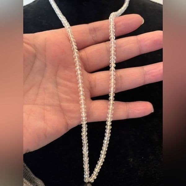 Vintage Austrian Crystal flapper necklace in white and black crystals. - Thumbnail 8