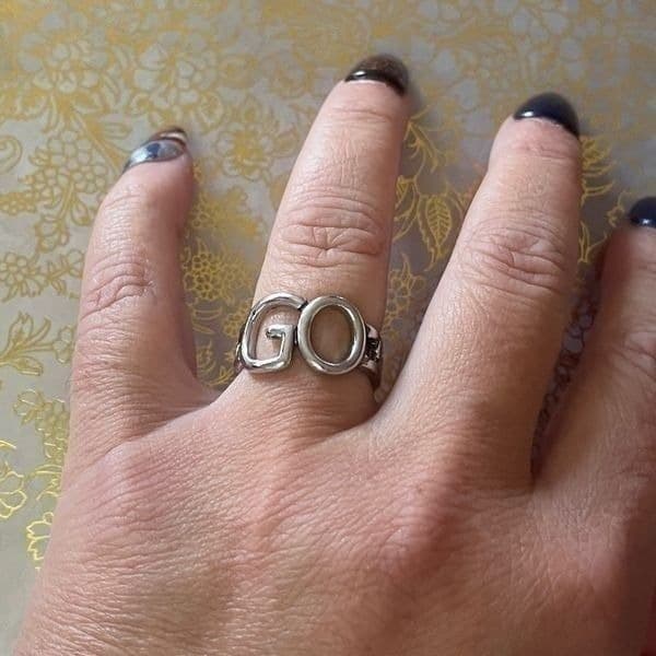 The GO Ring statement retro adjustable 925 silver - Thumbnail 12