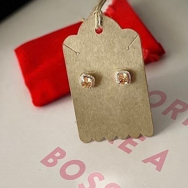 The Champagne Square Earrings 18K Rose Gold filled - Thumbnail 9