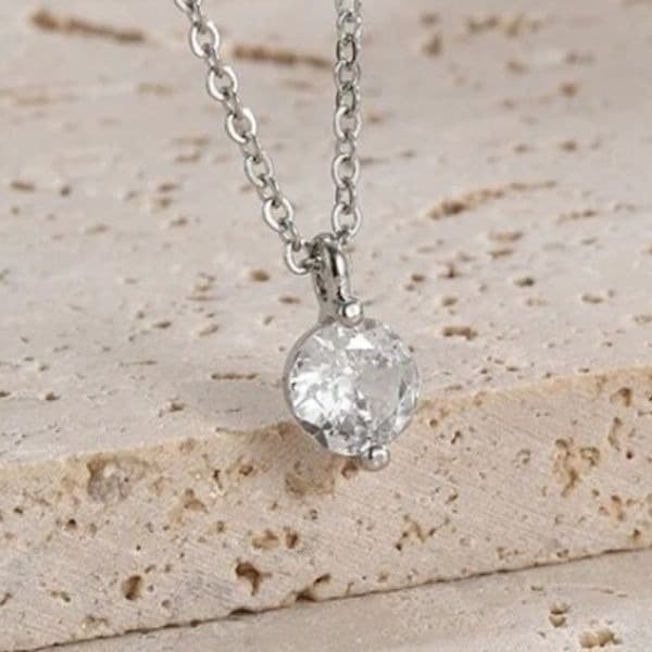 The Daintiest Solitaire pendant necklace in silver - Thumbnail 2