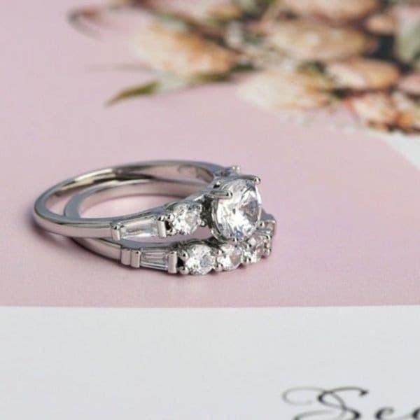 -The WithThese Rings 925 Silver Ring W/White Sapphire Set sz 6 - Thumbnail 6