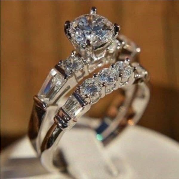 -The WithThese Rings 925 Silver Ring W/White Sapphire Set sz 6 - Thumbnail 8