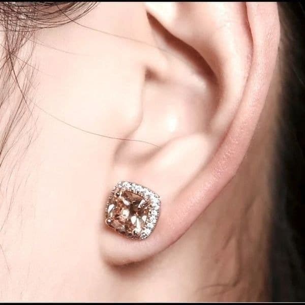 The Champagne Square Earrings 18K Rose Gold filled - Thumbnail 2