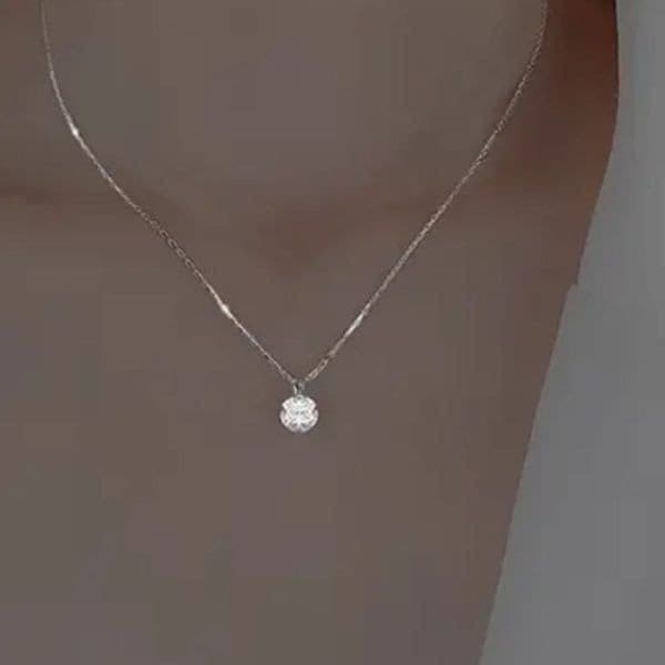 The Daintiest Solitaire pendant necklace in silver - Image 1