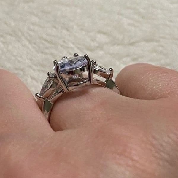 The Triple Teardrop Estate inspired 925 teardrop White Sapphire Ring sz 8 - Thumbnail 7