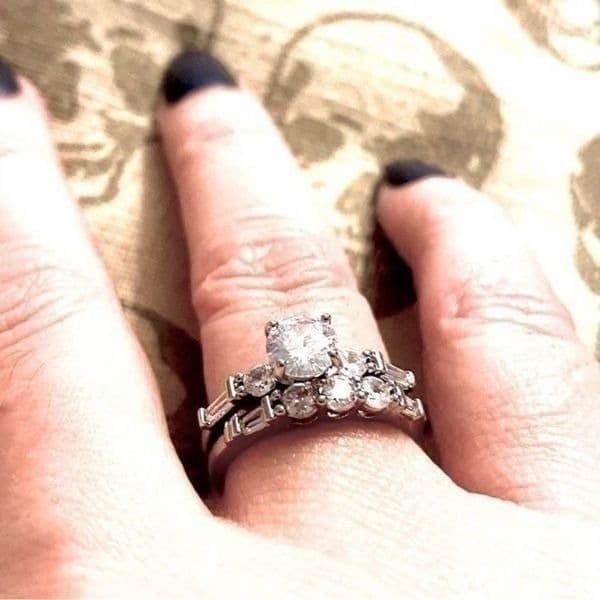 -The WithThese Rings 925 Silver Ring W/White Sapphire Set sz 6 - Thumbnail 4