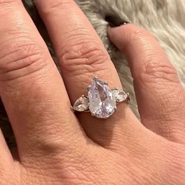 The Triple Teardrop Estate inspired 925 teardrop White Sapphire Ring sz 8 - Thumbnail 5