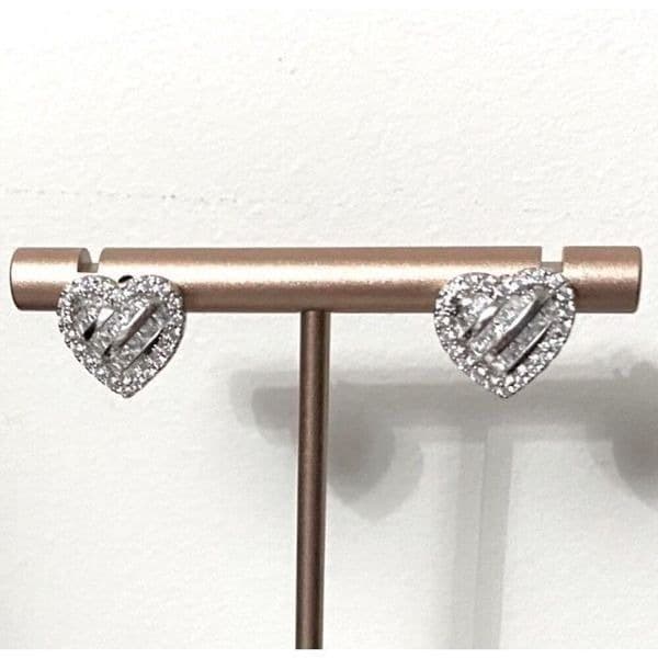 The Hearts Desire Heart Stud Earrings 925 & CZ - Thumbnail 4