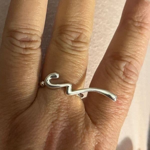 The Irregular Signature 2 finger Ring in Silver - Thumbnail 2