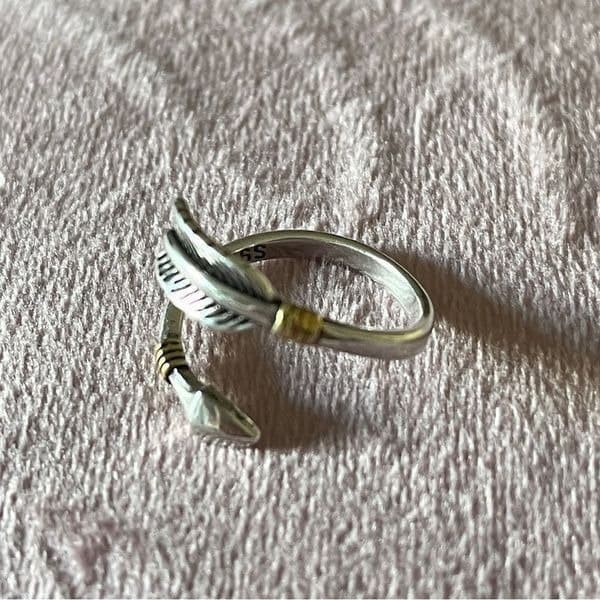 The Arrow Adjustable ring in 925 silver and 14k yellow gold plated accen - Thumbnail 9