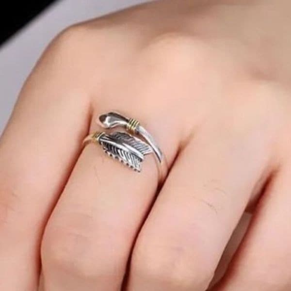 The Arrow Adjustable ring in 925 silver and 14k yellow gold plated accen - Thumbnail 2