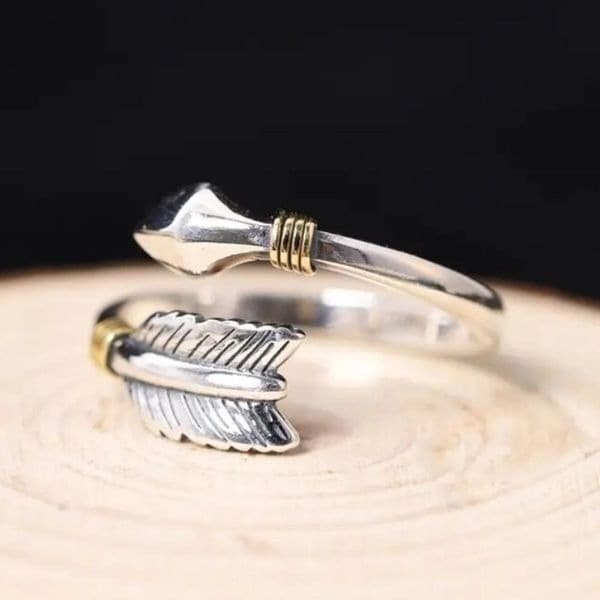 The Arrow Adjustable ring in 925 silver and 14k yellow gold plated accen - Thumbnail 3