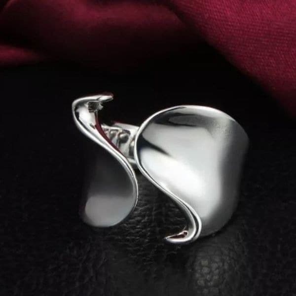 The Cut adjustable 925 modern statement ring - Thumbnail 4