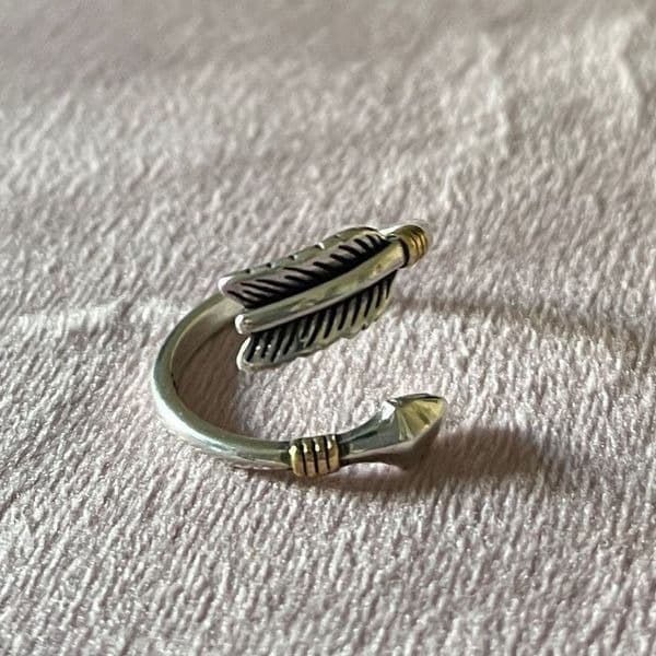 The Arrow Adjustable ring in 925 silver and 14k yellow gold plated accen - Thumbnail 11