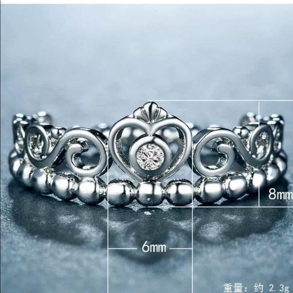 The Grace Kelly Sterling silver Princess ring w cubic zirconia sz 8 - Thumbnail 4