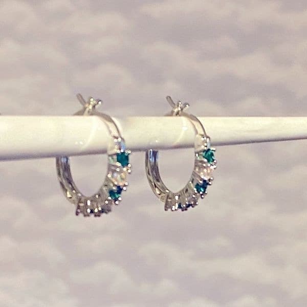 The Classic Bestselling 925 Silver Emerald hoops - Thumbnail 11
