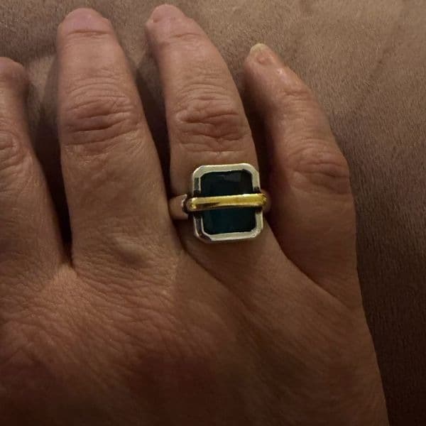 The Best Seller amazing two tone 925 adjustable ring with lab created stone - Thumbnail 2