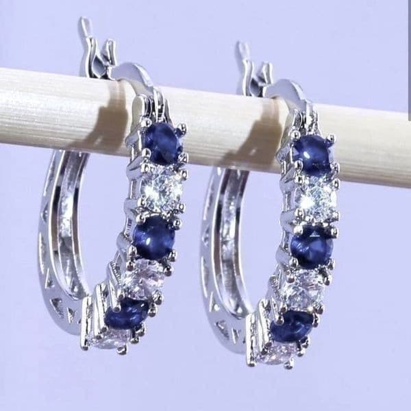 The Classic Gorgeous 925 Silver W Sapphire hoop earrings - Image 1