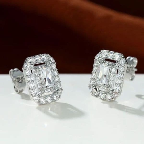 The Show Stopper Rectangular Cubic Zirconia and 925 earrings - Image 1