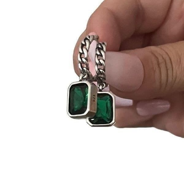 The Emerald Edge Earrings in 925 & cubic zirconia - Image 1